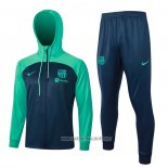 Hooded Tracksuit Barcelona Kid 2023-2024 Blue and Green