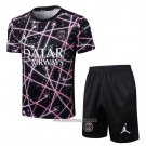 Tracksuit Paris Saint-Germain Jordan Short Sleeve 2025-2026 Black Rosa - Shorts