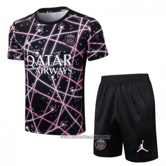 Tracksuit Paris Saint-Germain Jordan Short Sleeve 2025-2026 Black Rosa - Shorts
