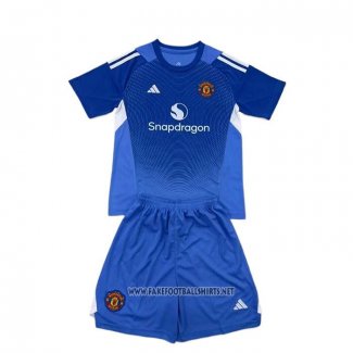 Manchester United Goalkeeper Shirt Kid 2025-2026 Blue