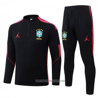 Sweatshirt Tracksuit Brazil Kid 2026-2027 Black Red
