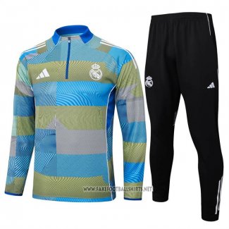 Sweatshirt Tracksuit Real Madrid Kid 2025-2026 Blue Green