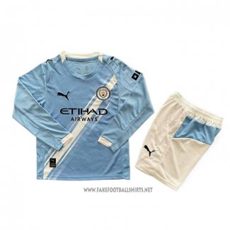 Manchester City Home Shirt Kid Long Sleeve 2025-2026