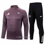 Sweatshirt Tracksuit Manchester United Kid 2025-2026 Purpura