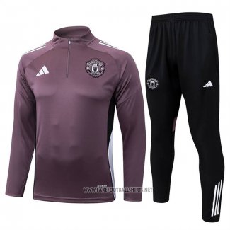 Sweatshirt Tracksuit Manchester United Kid 2025-2026 Purpura