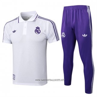 Conjunto Polo Real Madrid 2025-2026 White Purpura