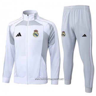 Jacket Tracksuit Real Madrid 2025-2026 White Grey