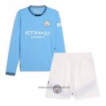 Manchester City Home Shirt Kid Long Sleeve 2024-2025