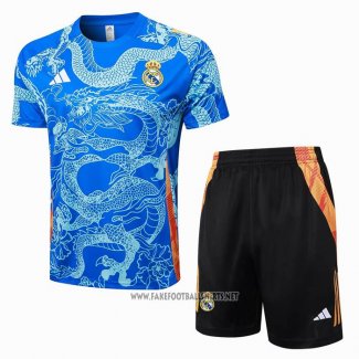 Tracksuit Real Madrid Dragon Short Sleeve 2024-2025 Blue - Shorts