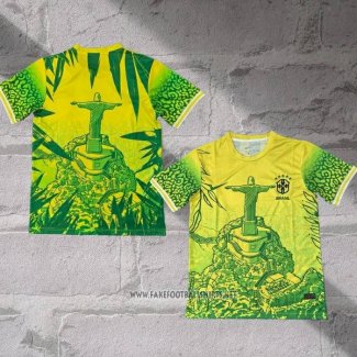 Brazil Jesus Shirt 2025-2026 Yellow Green Thailand