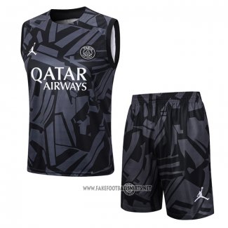 Tracksuit Paris Saint-Germain Jordan Without Sleeves 2023-2024 Black and Grey