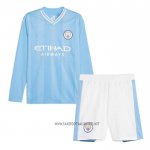Manchester City Home Shirt Kid Long Sleeve 2023-2024