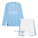 Manchester City Home Shirt Kid Long Sleeve 2023-2024